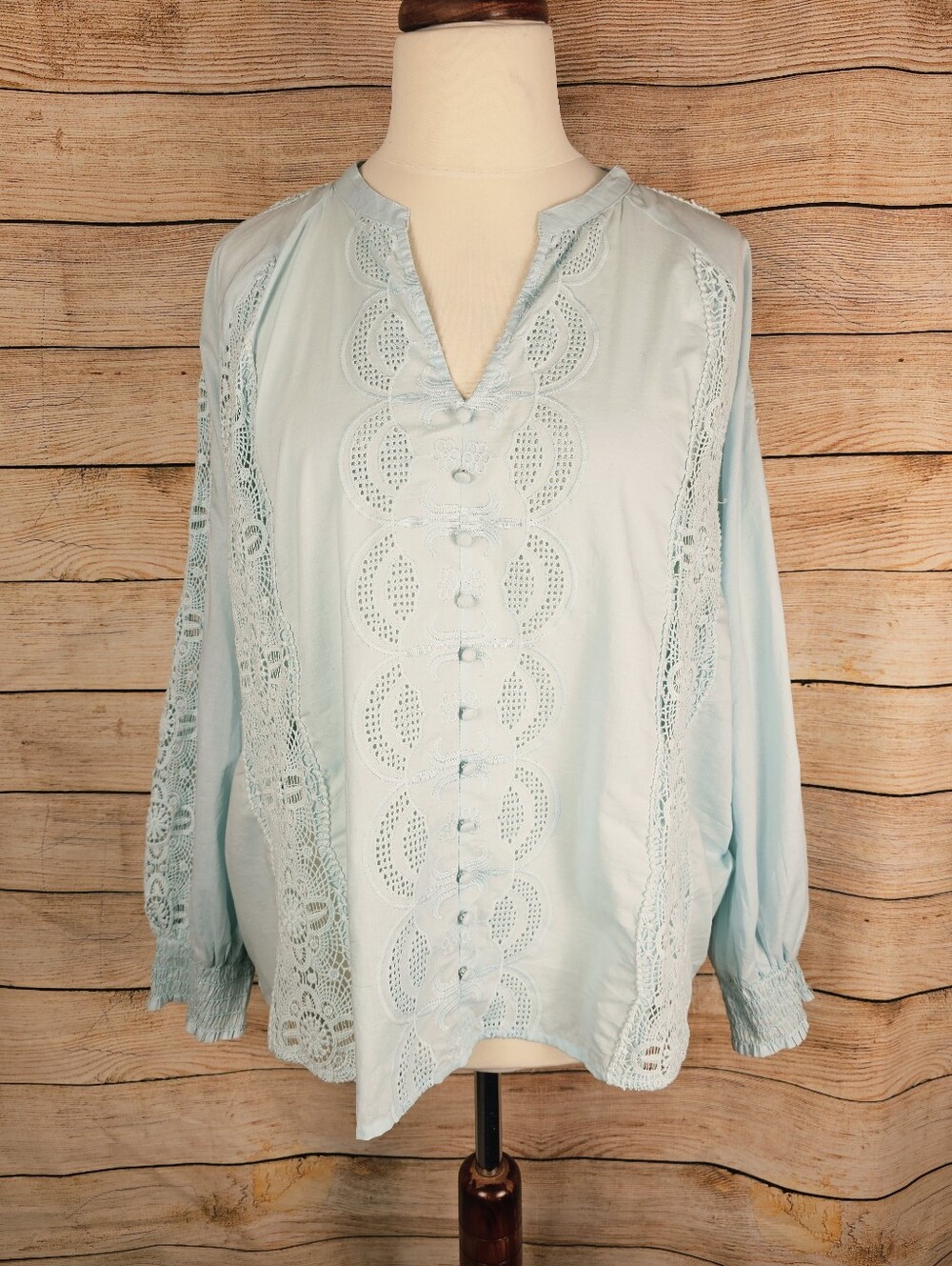 Jennifer Grace NWT Cotton Lace Boho Peasant Blouse Top Size 3X